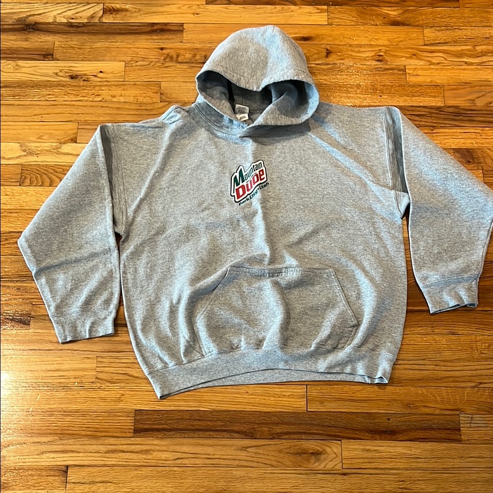 Mountain Dew dude do it on a mountain! Gray Hoodie Sweater